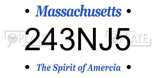 243NJ5 Massachusetts License Plate