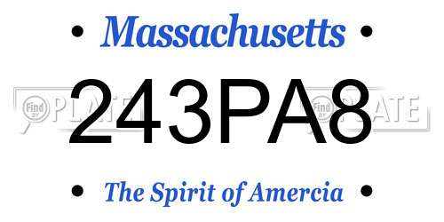 243PA8 Massachusetts License Plate