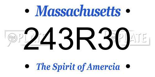 243R30 Massachusetts License Plate