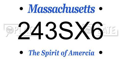 243SX6 Massachusetts License Plate