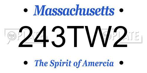 243TW2 Massachusetts License Plate