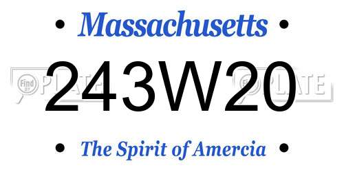243W20 Massachusetts License Plate
