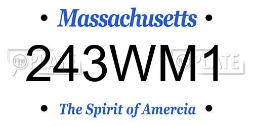 243WM1 Massachusetts License Plate