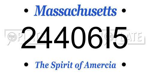 24406I5 Massachusetts License Plate