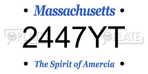 2447YT Massachusetts License Plate