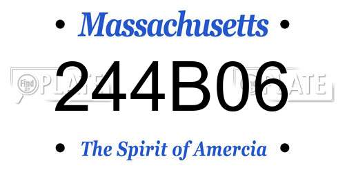 244B06 Massachusetts License Plate