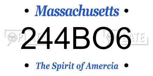 244BO6 Massachusetts License Plate