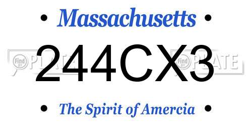 244CX3 Massachusetts License Plate