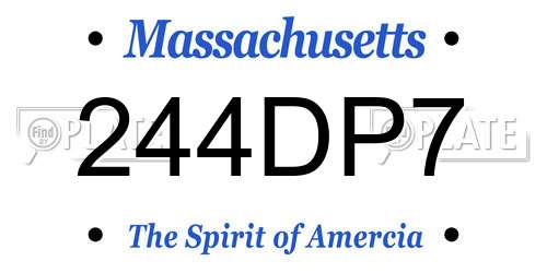 244DP7 Massachusetts License Plate