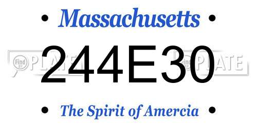 244E30 Massachusetts License Plate