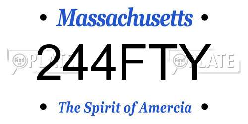244FTY Massachusetts License Plate