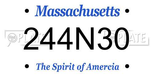 244N30 Massachusetts License Plate