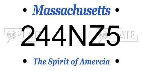 244NZ5 Massachusetts License Plate