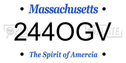 244OGV Massachusetts License Plate