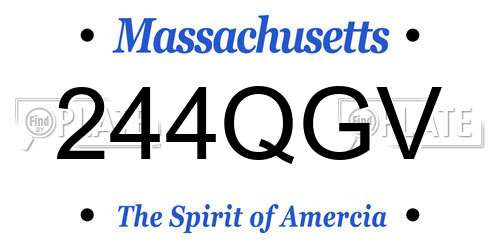 244QGV Massachusetts License Plate