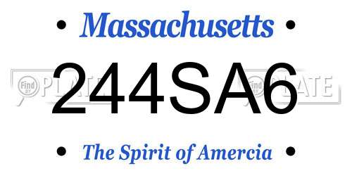 244SA6 Massachusetts License Plate