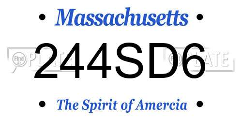 244SD6 Massachusetts License Plate