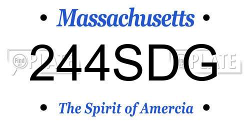 244SDG Massachusetts License Plate