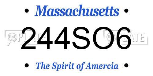 244SO6 Massachusetts License Plate