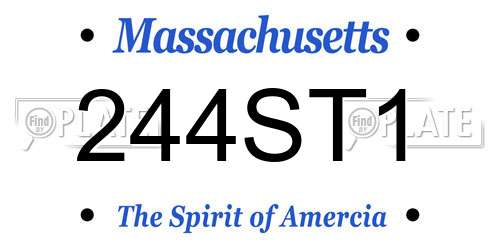 244ST1 Massachusetts License Plate