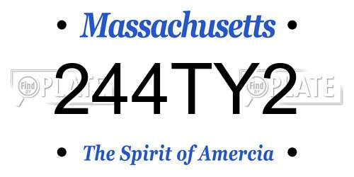 244TY2 Massachusetts License Plate
