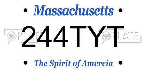 244TYT Massachusetts License Plate