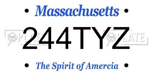 244TYZ Massachusetts License Plate