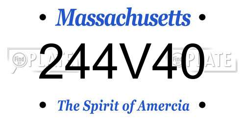 244V40 Massachusetts License Plate
