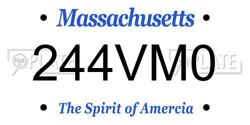 244VM0 Massachusetts License Plate