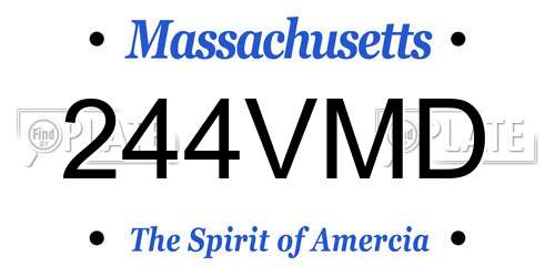 244VMD Massachusetts License Plate