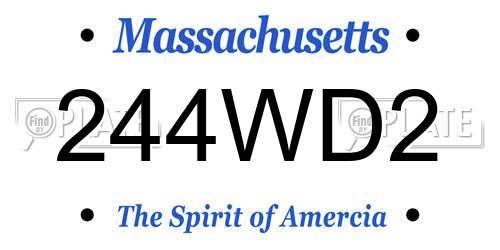 244WD2 Massachusetts License Plate