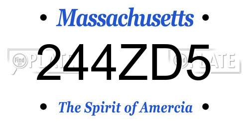 244ZD5 Massachusetts License Plate