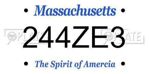 244ZE3 Massachusetts License Plate