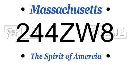 244ZW8 Massachusetts License Plate