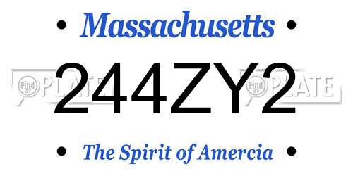244ZY2 Massachusetts License Plate
