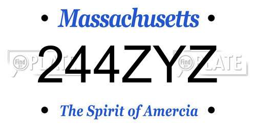 244ZYZ Massachusetts License Plate