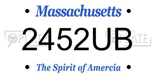 2452UB Massachusetts License Plate