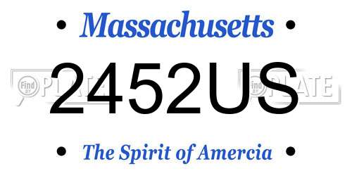 2452US Massachusetts License Plate