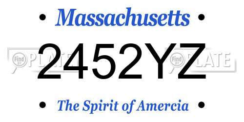 2452YZ Massachusetts License Plate