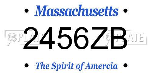 2456ZB Massachusetts License Plate