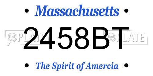 2458BT Massachusetts License Plate