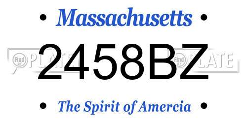 2458BZ Massachusetts License Plate