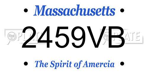 2459VB Massachusetts License Plate