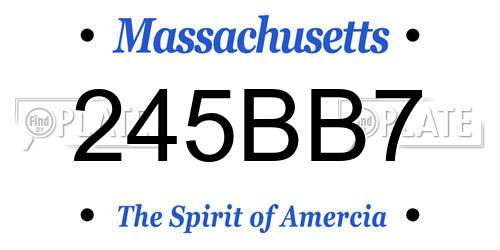 245BB7 Massachusetts License Plate