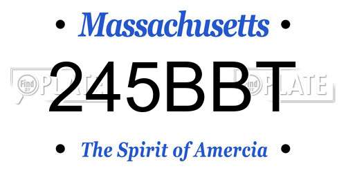245BBT Massachusetts License Plate