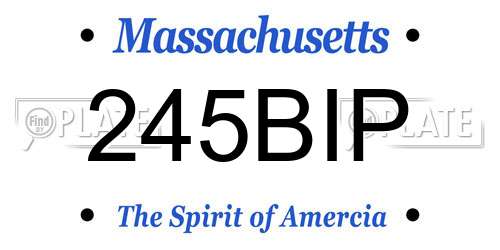 245BIP Massachusetts License Plate