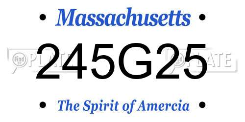 245G25 Massachusetts License Plate