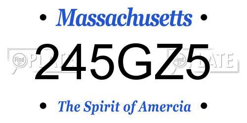 245GZ5 Massachusetts License Plate