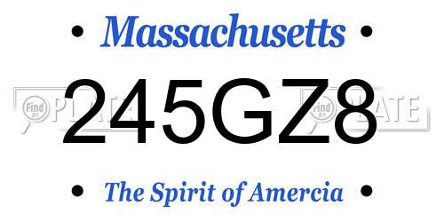 245GZ8 Massachusetts License Plate