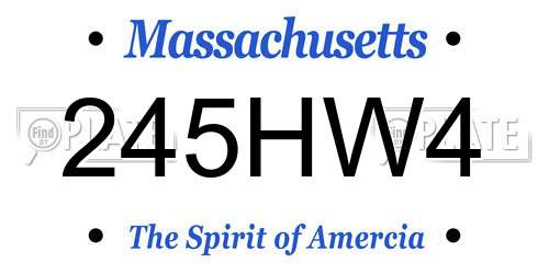 245HW4 Massachusetts License Plate